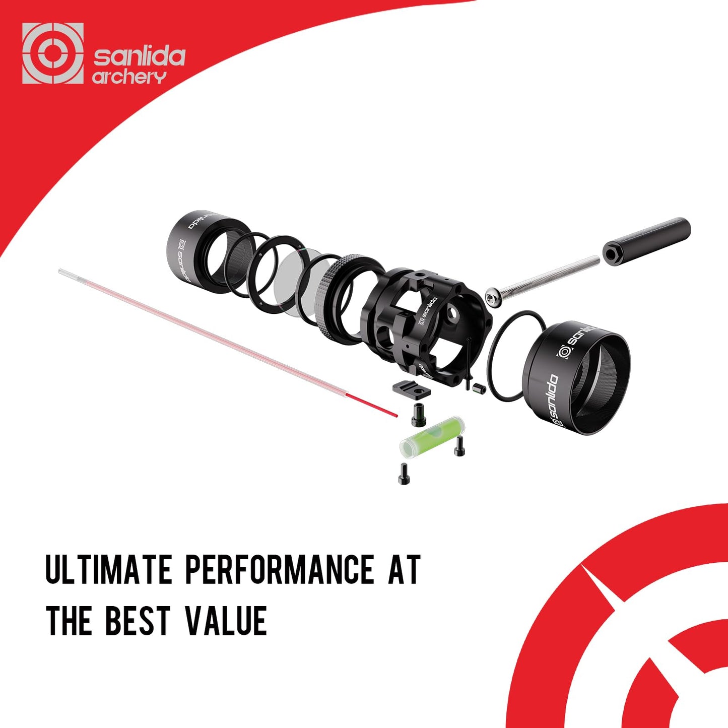 Sanlida Archery Hero10 Advanced Target Compound Bow Sight Scope(8X)