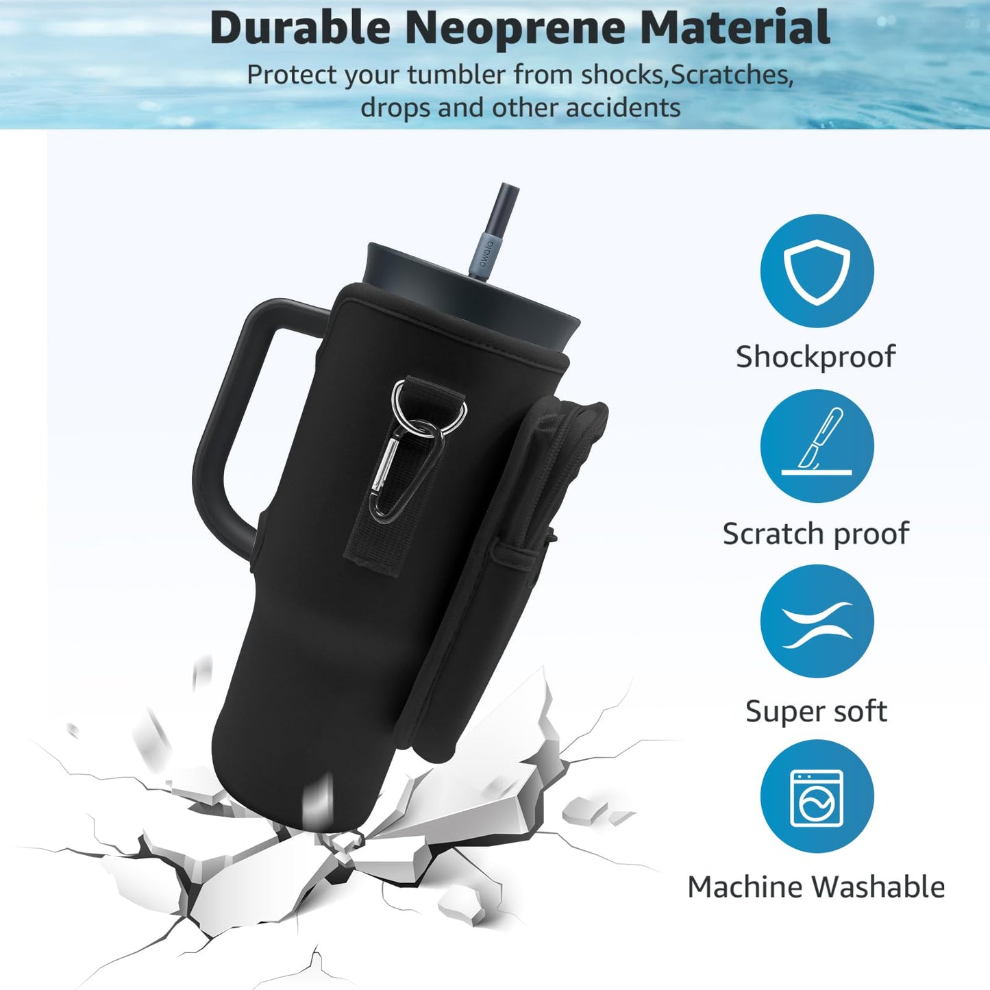 for Owala Stainless Steel Insulated Tumbler 40 oz, for Stanley 40 oz Tumbler, for Simple Modern 40 oz Tumbler,Water Bottle Cup Holder Cover Carrier Sling Bag with Strap, Pouch Pocket for Phone