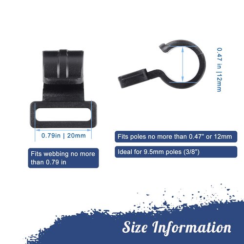 Tent Pole C Clips - 20 Pack (Fits 9.5mm (3/8') Poles)