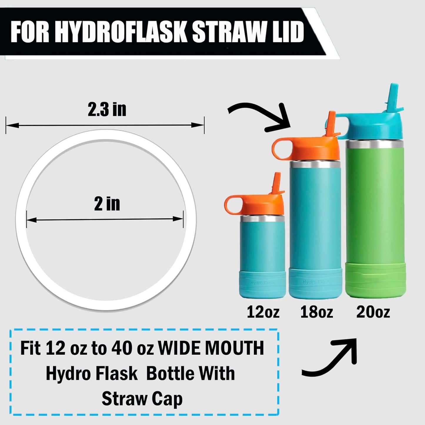 Greant 6 PCS O Ring for HydroFlask Wide Mouth Lid, 2'' to 2.3'' Rubber Seal for Hydro Flask Lid, fit Hydroflask Gasket Replacement, 3 Sizes for Different Lids