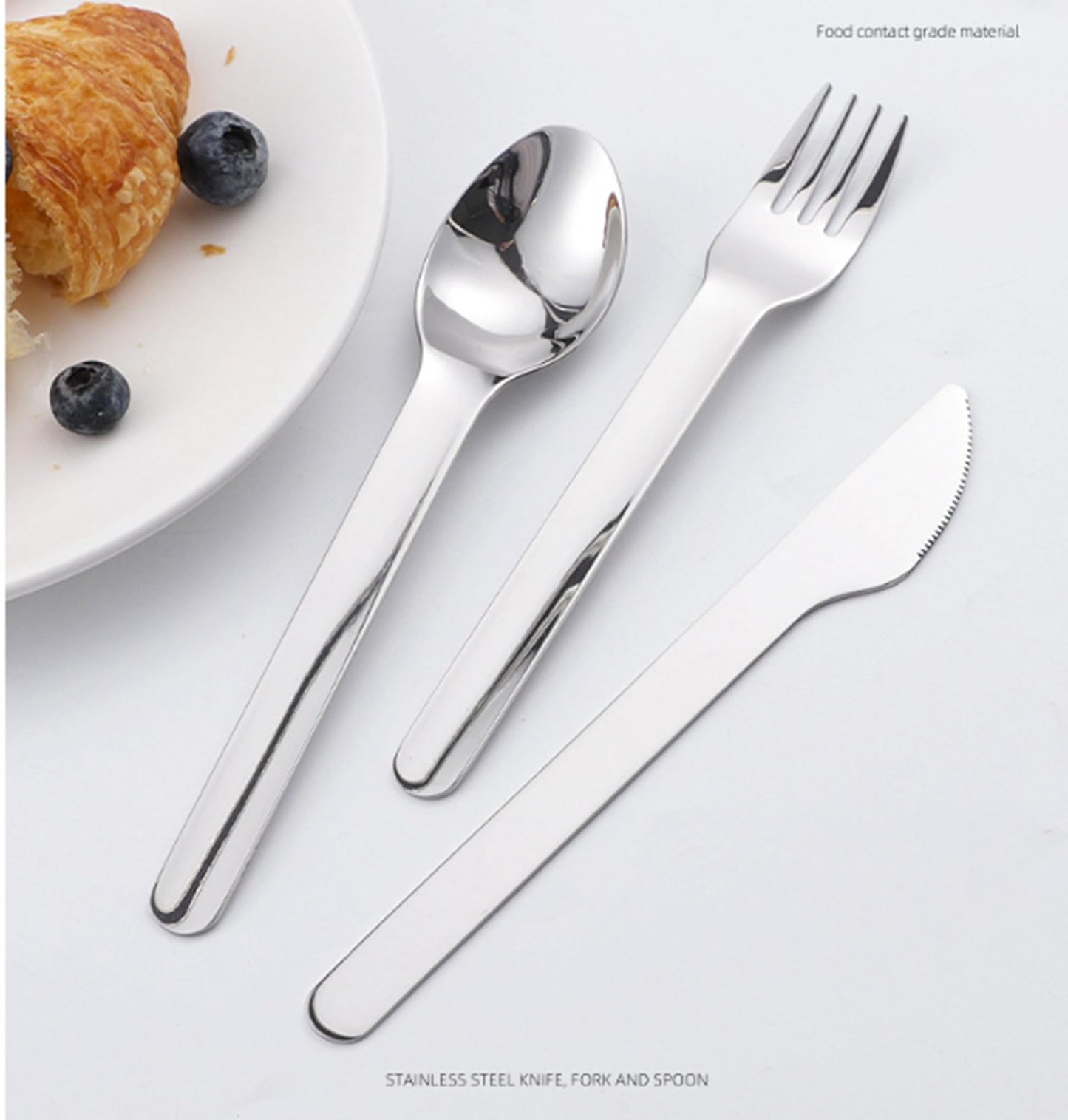 3-Pack 304 Stainless Steel Cutlery Set Flatware Set With Carrying Silicone Case Portable Travel Cutlery Set Reusable Cutlery Designed For Families, Travel SchoolAnd Camping (BLUE)