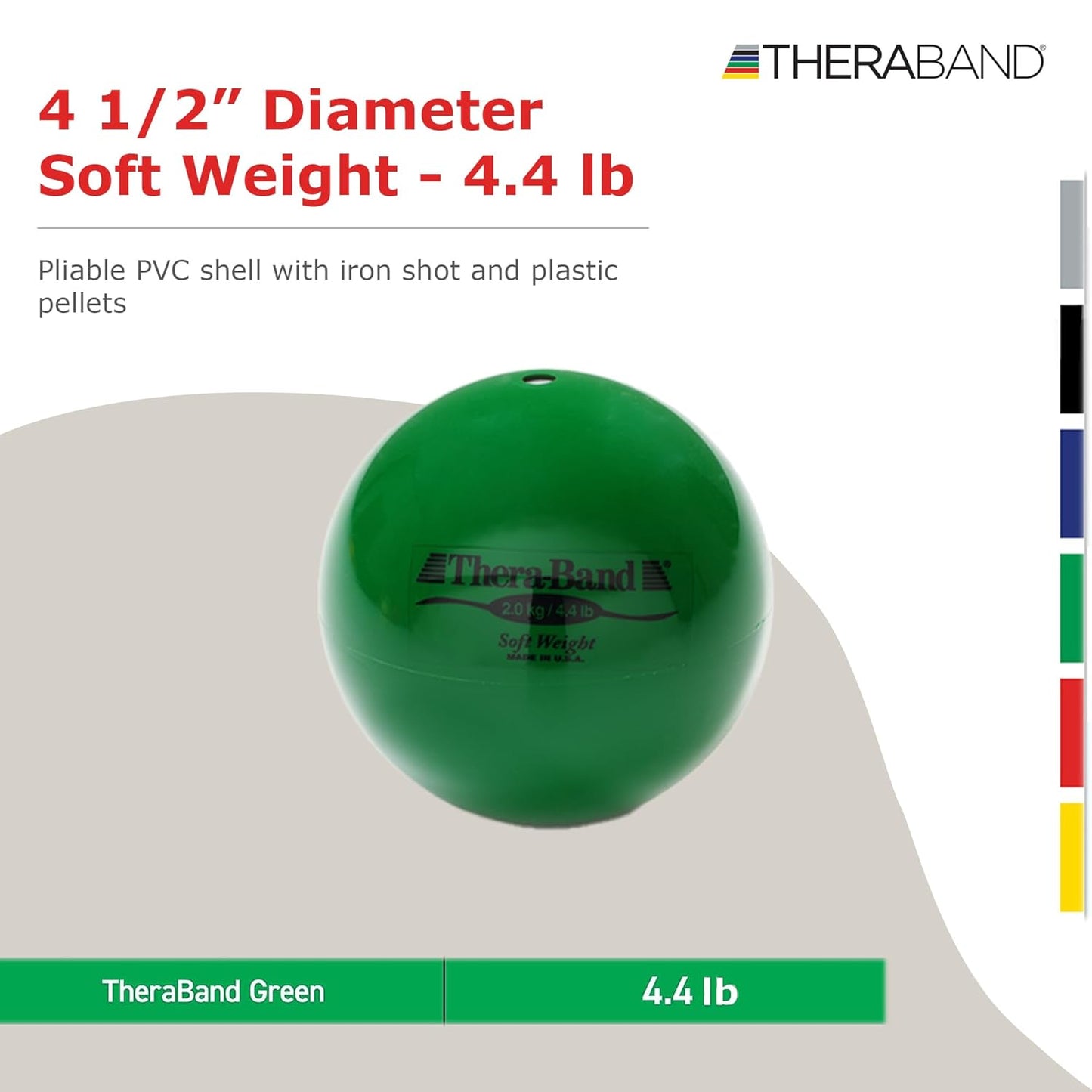 THERABAND Soft Weight, 4.5" Diameter, Weighted Balls for Baseball, Weighted Balls for Softball, Hand Held Ball Shaped Isotonic, Shoulder Strength, Rotator Cuff & Throwing Trainer, Yellow, 2.2LB