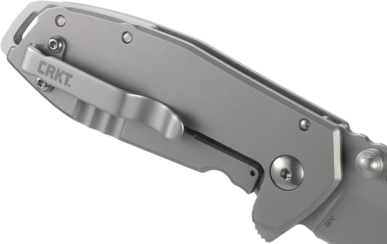 CRKT Squid Everyday Carry EDC Pocket Folding Knife with Frame Lock: Stainless Steel Plain Edge Blade, Stainless Steel Handle, Pocket Clip, 2490KS