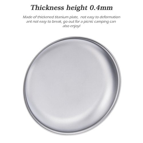 Boundless Voyage Titanium Camping Plate Dishes Saucer Lightweight Round Dinnerware Set Stackable Serving Plates Pasta Plates Travel Outdoor Home Kitchen Tableware Set Ti1120T