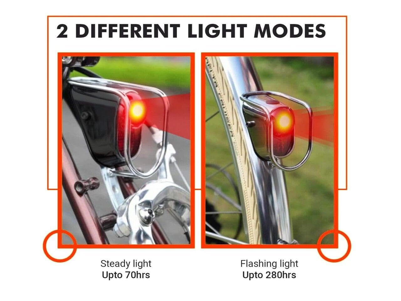 Rear LED Tail Lights for Bicycles - Gloss Black Vintage Style with Red Lens and Black Housing - Classic Tour Bike Velocipede Accessories (LM-002)