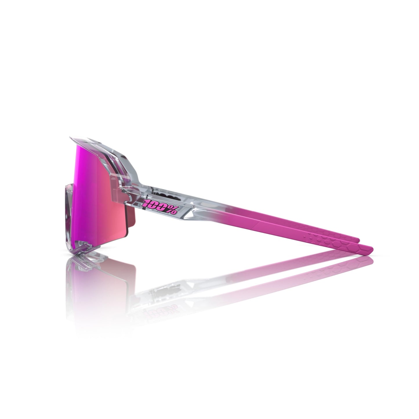 100% Slendale Sunglasses - Polished Translucent Grey; Purple Multilayer Mirror