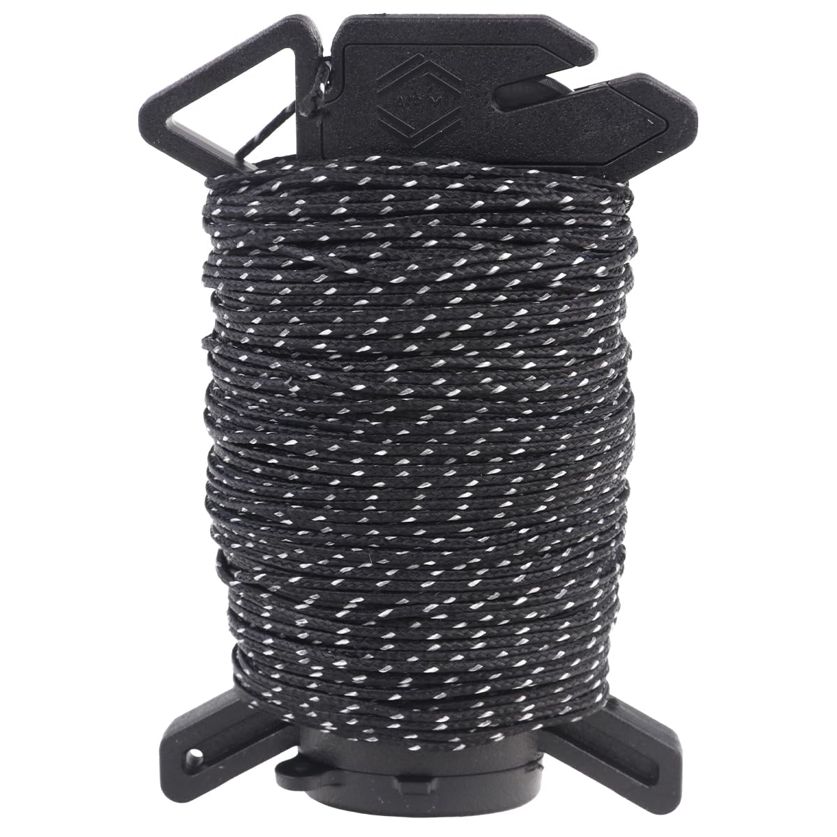 Atwood Rope Ready Rope™ Micro Cord Dispenser 125ft 100lb Test, Camping Gear Survival Tool, Built in Storage, Cutting Blade, Cord Grip, Gear Loop, Made in USA (Reflective Black)