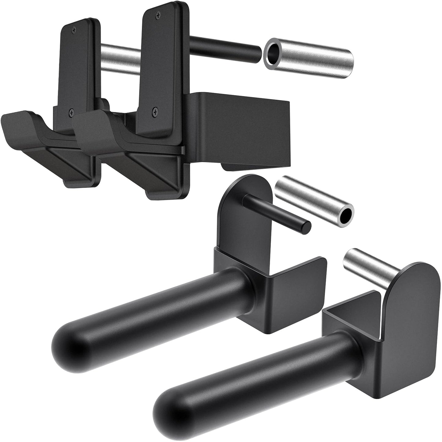 Kipika J-Hooks and Weight Plate Holder Set for 3" x 3" Power Rack with 5/8" or 1" Hole - Squat Rack Attachments for Strength Training and Weight Storage - Fits Olympic 2-inch weight plates.
