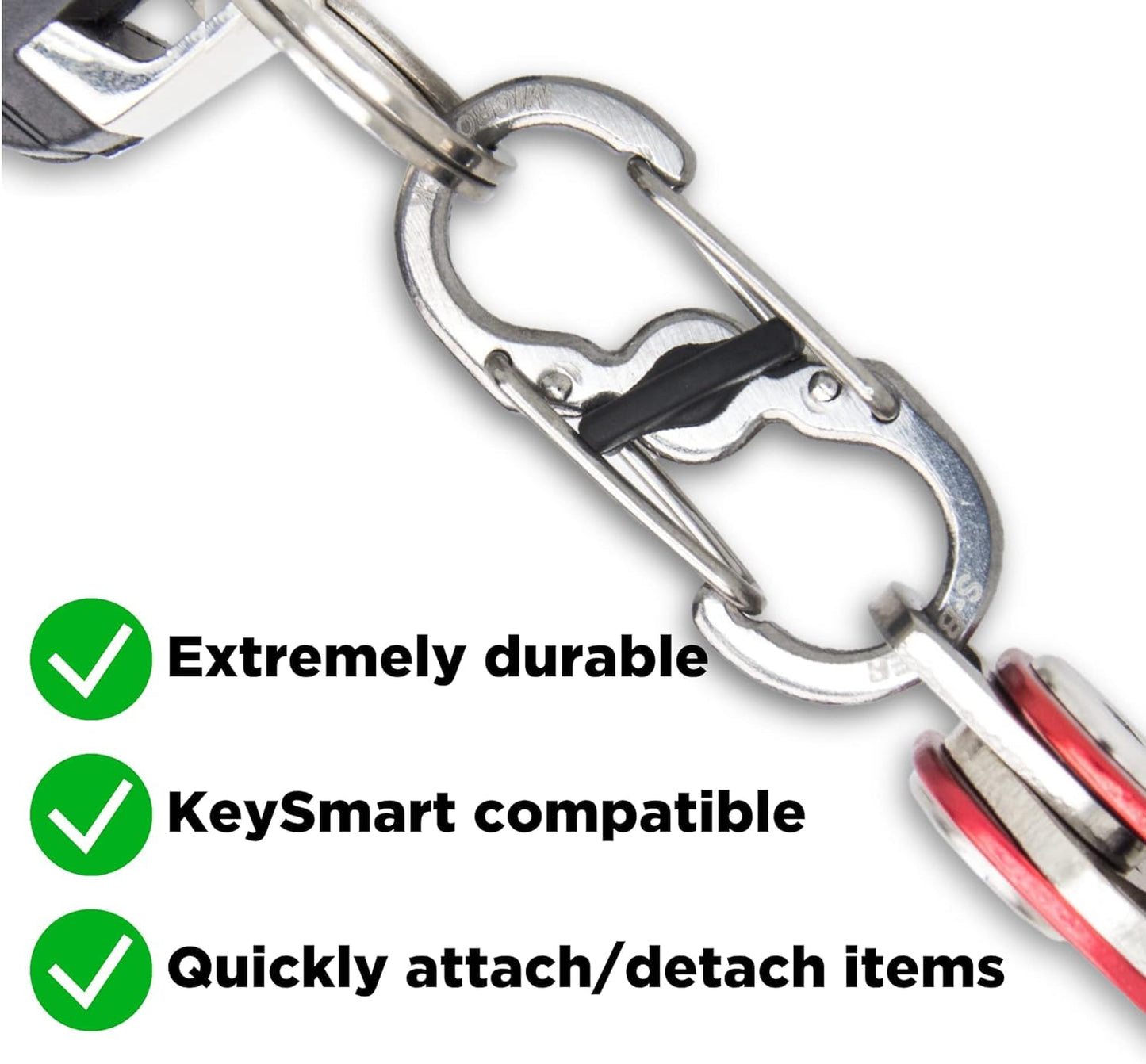 KeySmart 10 Pack Quick Disconnect Key Carabiners - Quick Release Dual and Mini Carabiner Clip, Stay Organized with Carabiner Keychains Clip, Easy Twist to Lock and Unlock, Never Lose Your Keys
