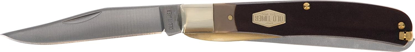 Old Timer 97OT Buzzsaw Trapper 7.8in S.S. Traditional Folding Knife with 3.7in Clip Point Blade and Sawcut Handle for Outdoor, Hunting, Camping and EDC
