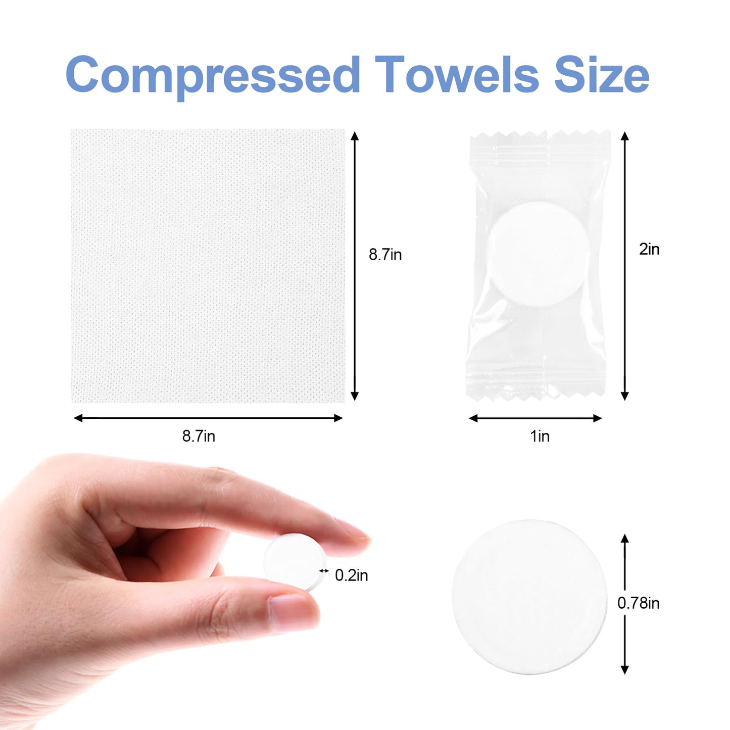 100 PCS Portable Compressed Towel Tablets, Compressed Hand Wipe Coin Paper Towel, Camping Wet Towel, Disposable Towel for Travelling, For Home Beauty Outdoor Sports