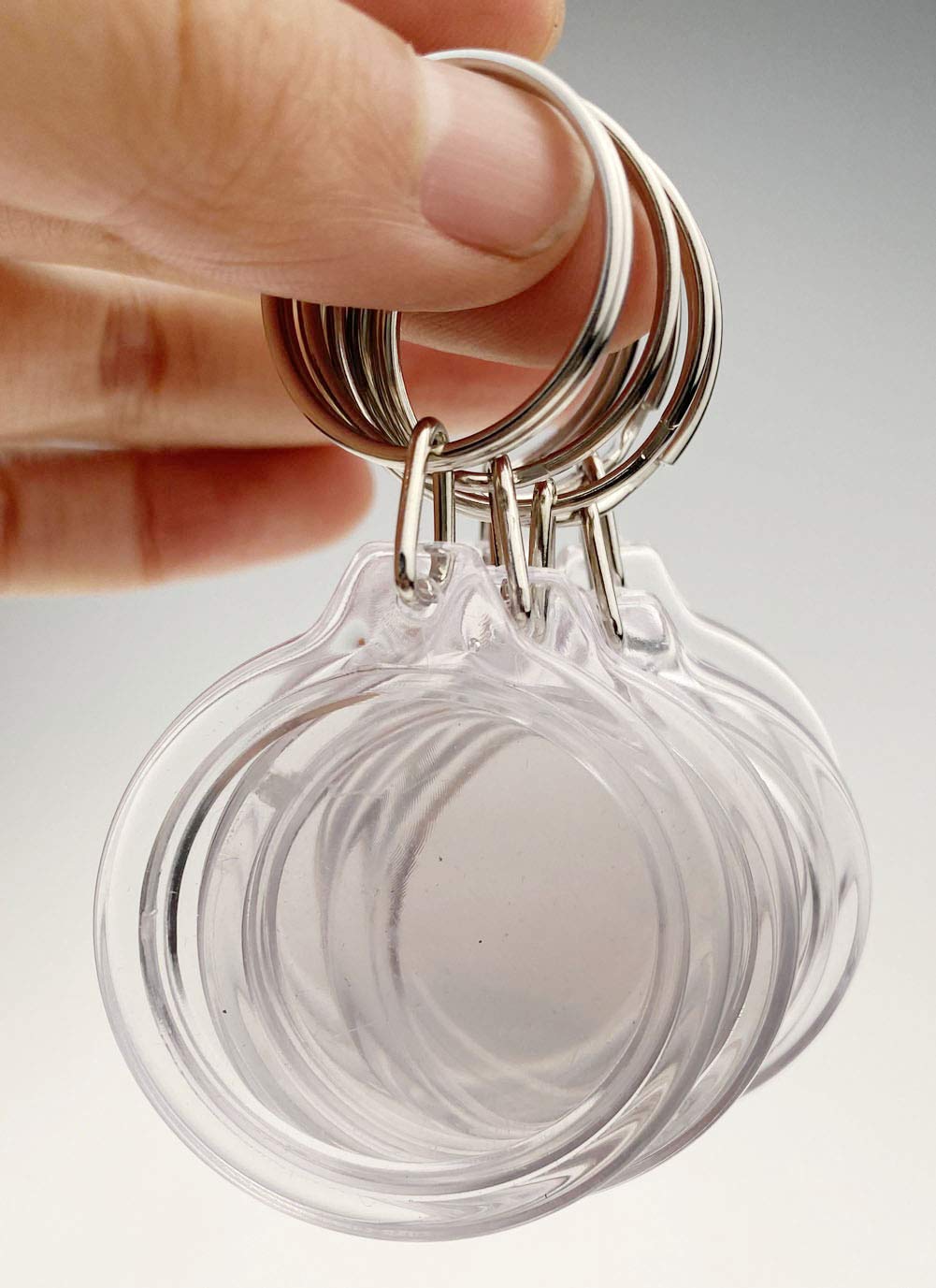 25Pcs Transparent 1.4 Inch Round Acrylic Photo Insert Keychain Blanks with Split Ring Circle Snap-in Photo Frame Keyring Blank Picture Keychains for Women and Men