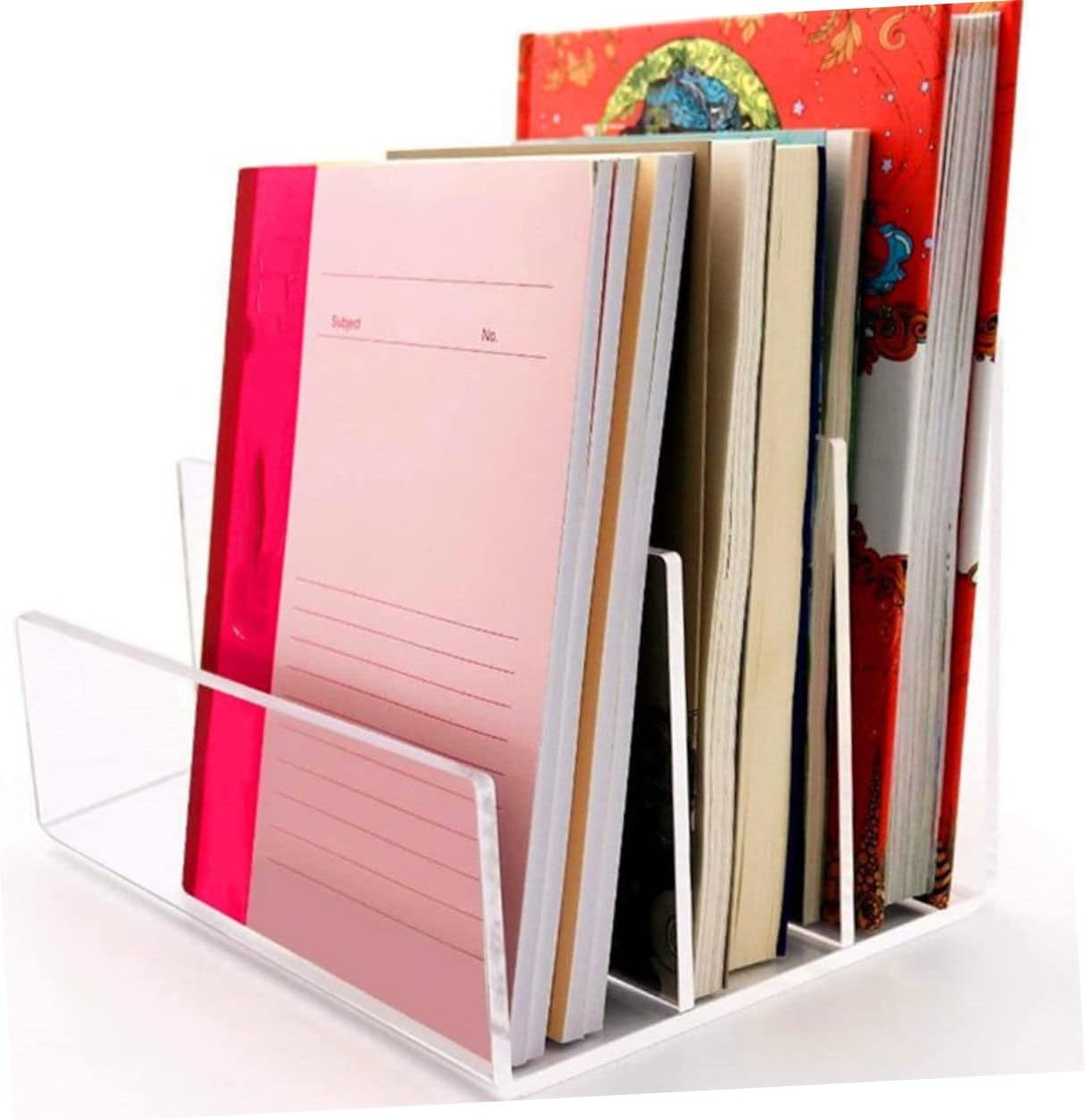 DOITOOL Multi-compartment Desktop File Organizer Transparent Acrylic File Sorter for Office Home Storage Rack for Efficient File Organization and Easy Access