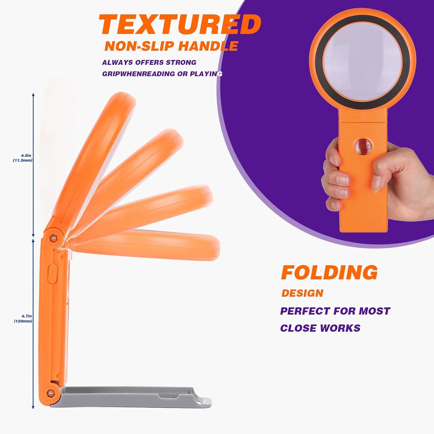 30X 10X Magnifying Glass with Light and Stand, Foldable Handheld Magnifying Glass 18 LED Illuminated Lighted Magnifier for Macular Degeneration, Seniors Reading, Close Work, Coins, Jewelry