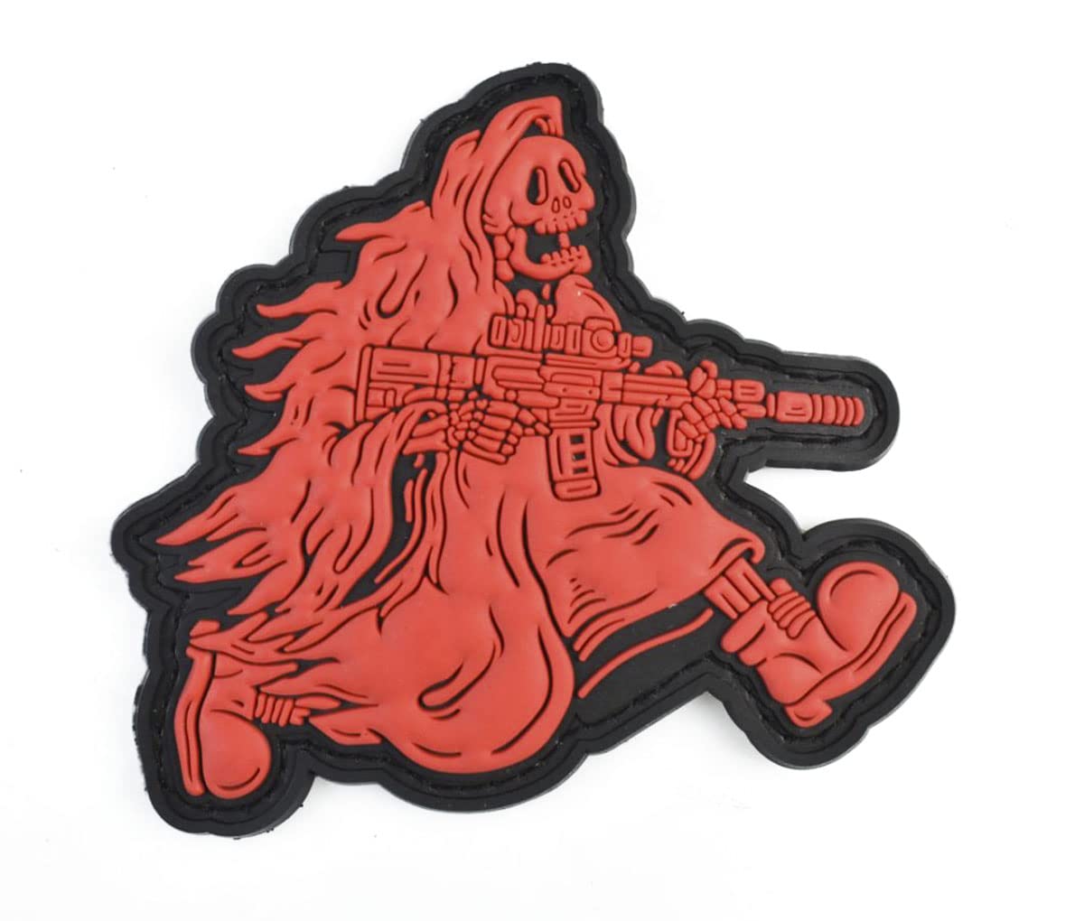 JFFCESTORE Funny Devil's Harvest Morale Tactical Patch PVC Rubber Morale Patch Hook Backed Emblem (Red)