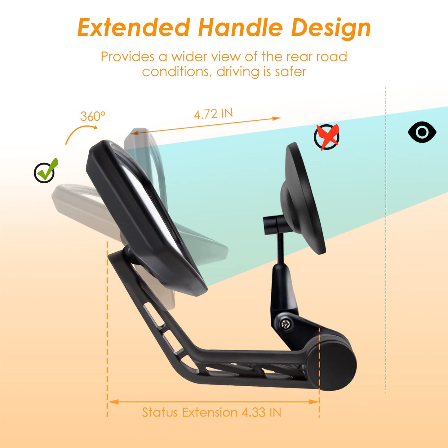 Arkham Bike Mirror for 0.59-0.65" Diameter Handlebar HD Bar End Bicycle Mirror Thickened Auto-Grade Glass for Handlebar Rearview Mirror Essential Bike Tool for Bicyclists E-Bike (Left)