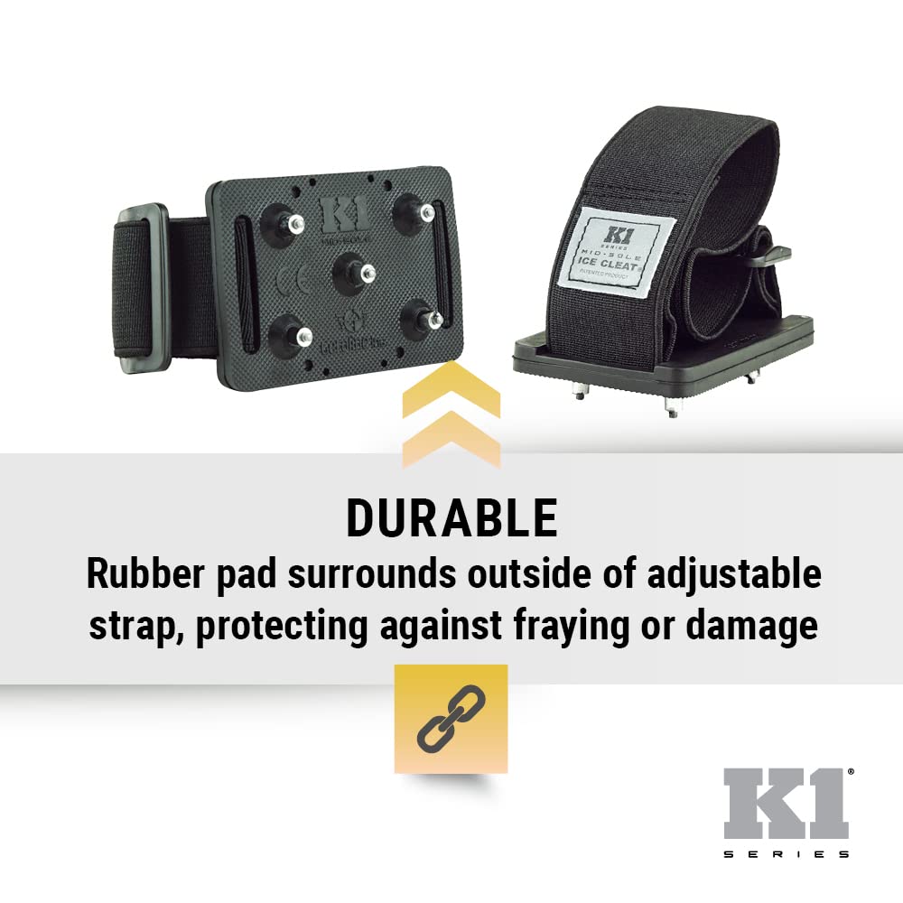 K1 Mid-Sole Ice Cleats for Men & Women - Rotatable Traction Aids For Winter Snow - Hi Vis - Low Profile