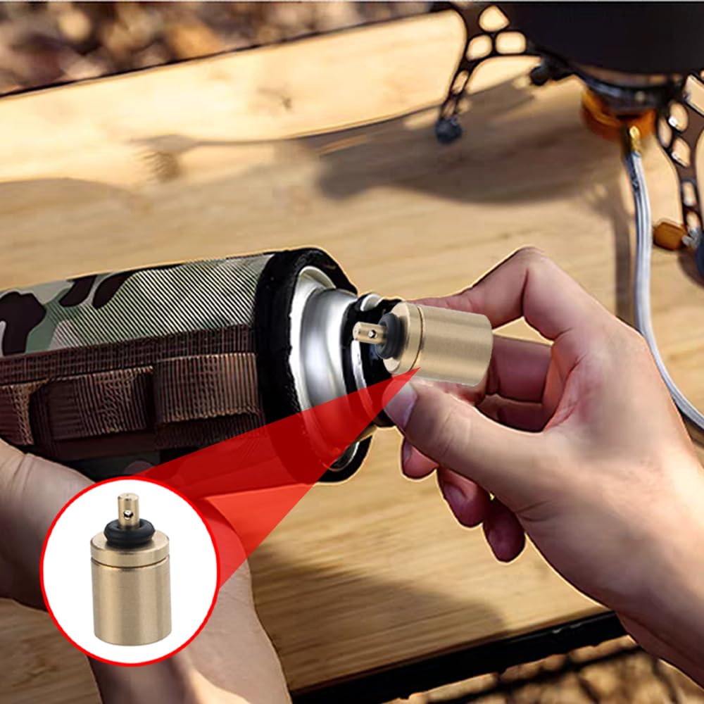 3 PCS Gas Refill Adapter Golden Butane Refill Adapter 17MM*8MM Filling Butane Canister Adapter for Outdoor Camping Stove Cylinder Butane Canister Tanks