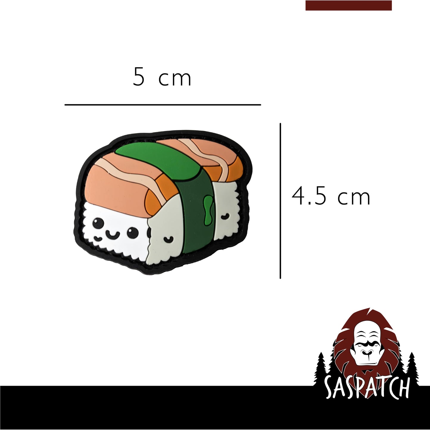Kawaii Sushi Salmon Nigiri - Parody PVC Morale Patch | Hook & Loop Backing
