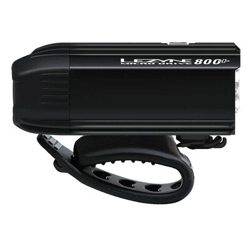LEZYNE Micro Drive Bicycle USB Rechargeable IPX7 Waterproof White LED Front Light w/Multiple Solid & Flash Modes | Integrated Silicone Rubber Strap Mount, Black Satin