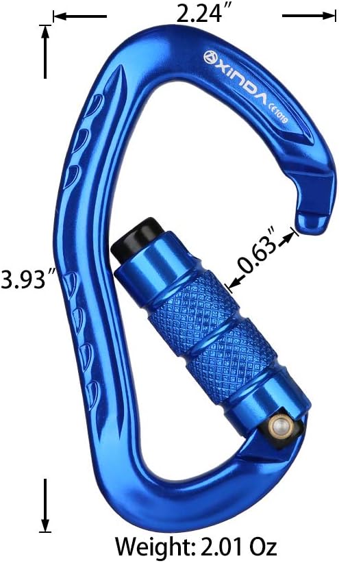 22KN Auto Locking Carabiner Clip - Twist Lock Climbing Carabiner CE UIAA Certified, Heavy Duty Carabiners for Climbing,Rappelling,Hammock,Hiking,Camping