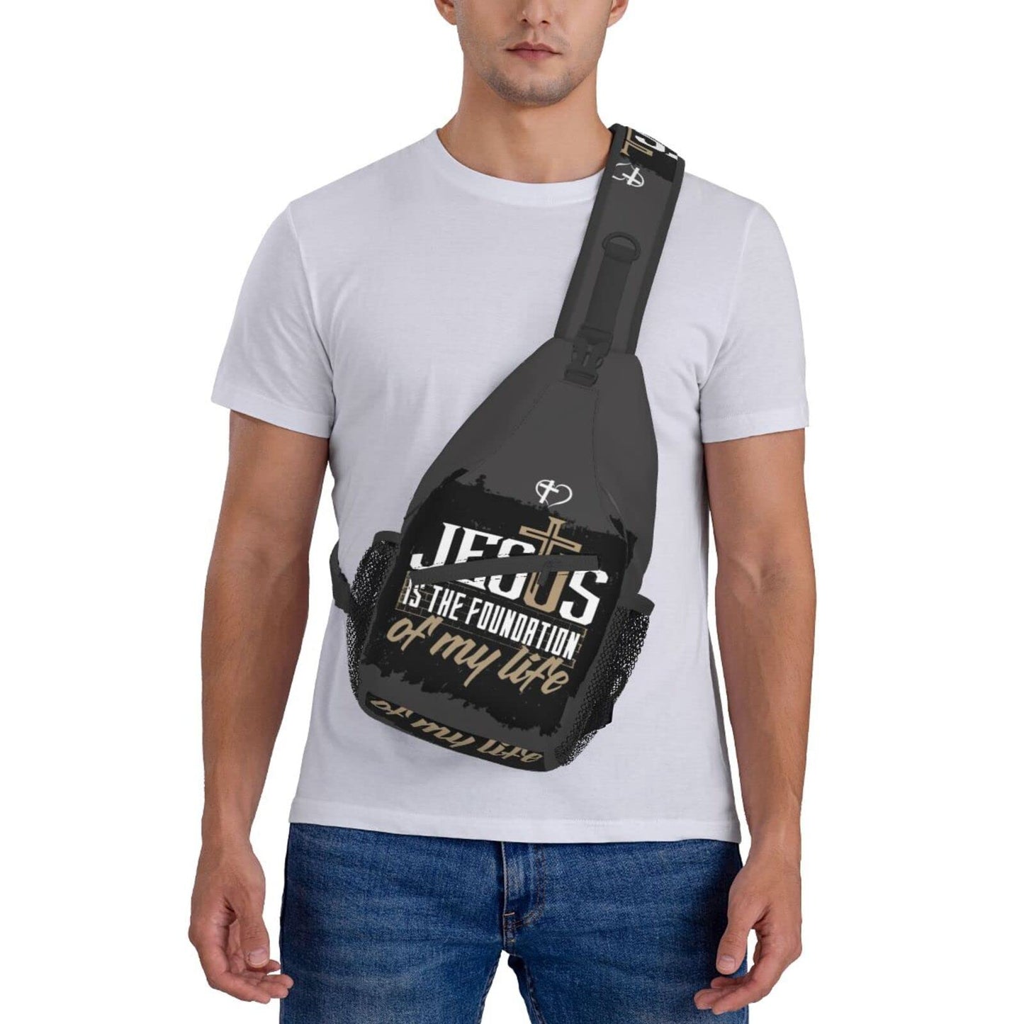 ASYG Christ Bible Sling Bag Crossbody Chest Daypack Casual Backpack Jesus Cross Shoulder Bag CasualDaypacks