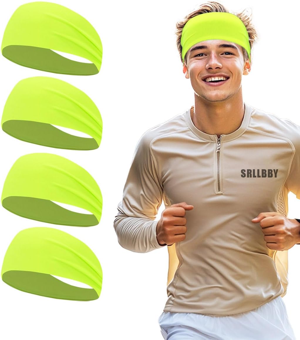 Sport Sweatbands | 4-Pack Summer Workout Headbands for Men & Women – Sweat Wicking