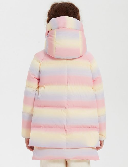 Orolay Winter Down Coat for Girls Hooded Puffer Jacket Colorful Reflective Down Jacket Warm Water-Resistant Outerwear for Kids Pink 11-12 Years