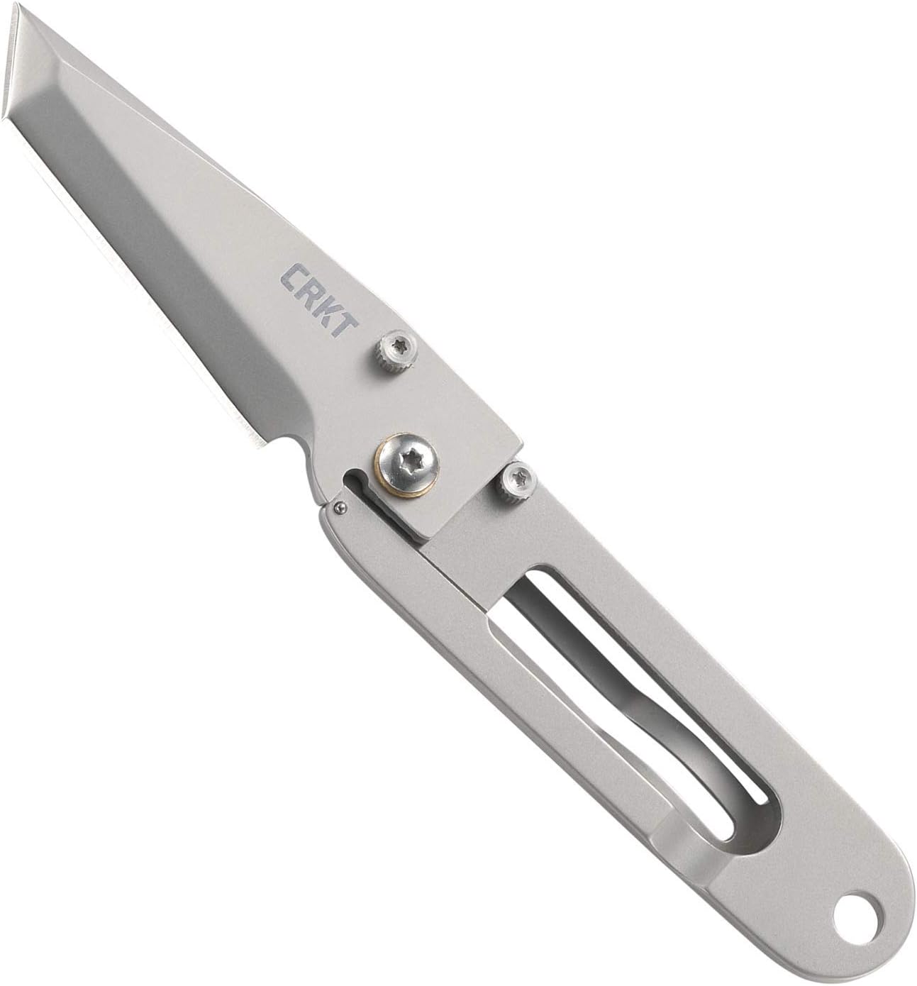 CRKT K.I.S.S. EDC Folding Pocket Knife: Compact Everyday Carry, Dual Grind Tanto, Frame Lock, Skeletonized Handle, Pocket Money Clip 5500, Gray - Plain Edge, One Size