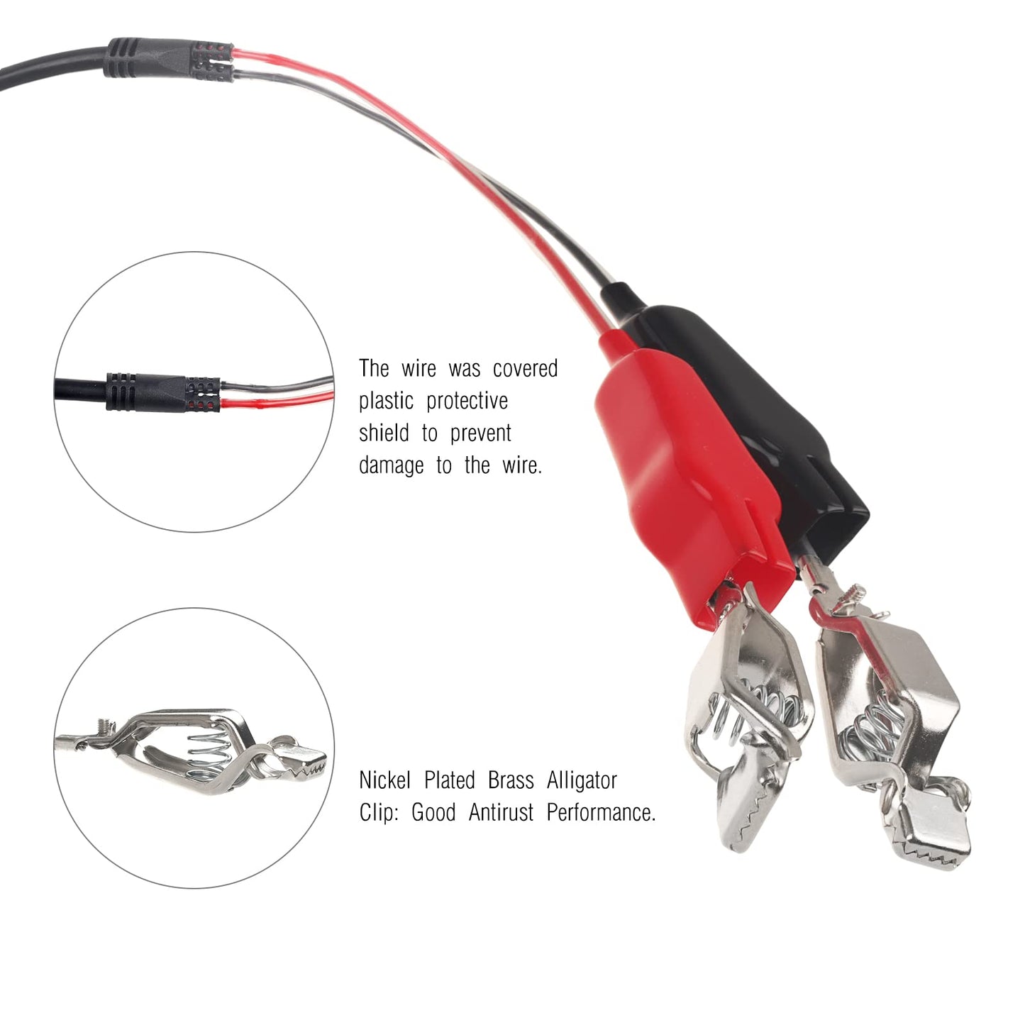 2Pcs 10Ft Electric Fishing Reel Power Cord Cable, Power Cable Connecting Battery to Reels Spool, Compatible with Daiwa Tanacom 1000 750 500, Seaborg 500MJ, Leobritz, Shimano, BeastMaster, ForceMaster