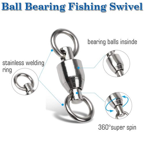 AMYSPORTS Ball Bearing Swivels Connector High Strength Stainless Steel Solid Welded Rings Barrel Swivels Saltwater Freshwater Fishing 50pcs 32lbs