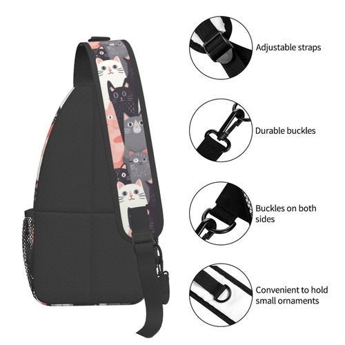 Mqtzyiwx Cute Cats Lovely Kitten Sling Backpack Hiking Backpack Crossbody Bag Sports Lightweight And waterproof Chest Bag Shoulder Bag For Women Men