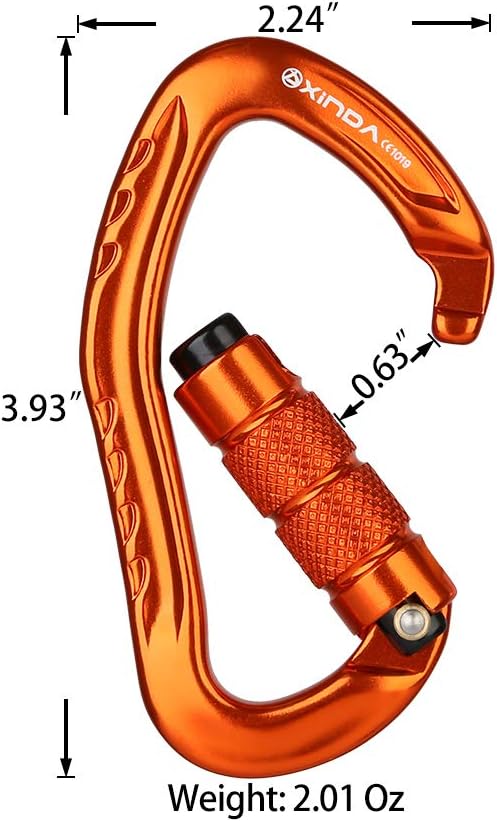 22KN Auto Locking Carabiner Clip - Twist Lock Climbing Carabiner CE UIAA Certified, Heavy Duty Carabiners for Climbing,Rappelling,Hammock,Hiking,Camping