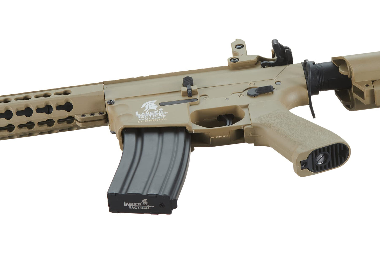 Lancer Tactical Gen 2 M4 Evo Nylon Polymer AEG Rifle with Mid Magazine- Battery, Charger, 1000 Rounds 0.20g BBS Included (Tan)