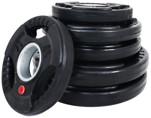 Fitvids Olympic 2-Inch Cast Iron Plate Weight Plate for Strength Training and Weightlifting, Rubber Coate Style, 35LB Set