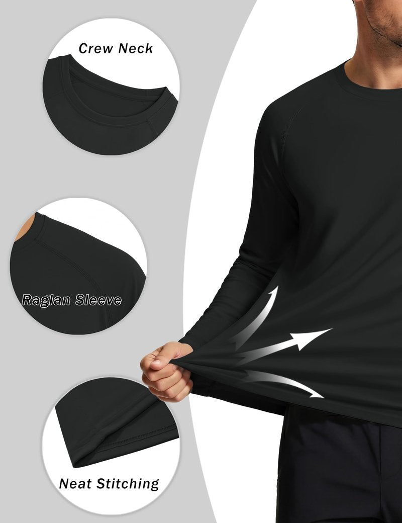 MAGCOMSEN 4 Pack Men's Shirts Long Sleeve Sun Protection UPF 50+ UV SPF Dry Fit T-Shirts for Workout Athletic Hiking L