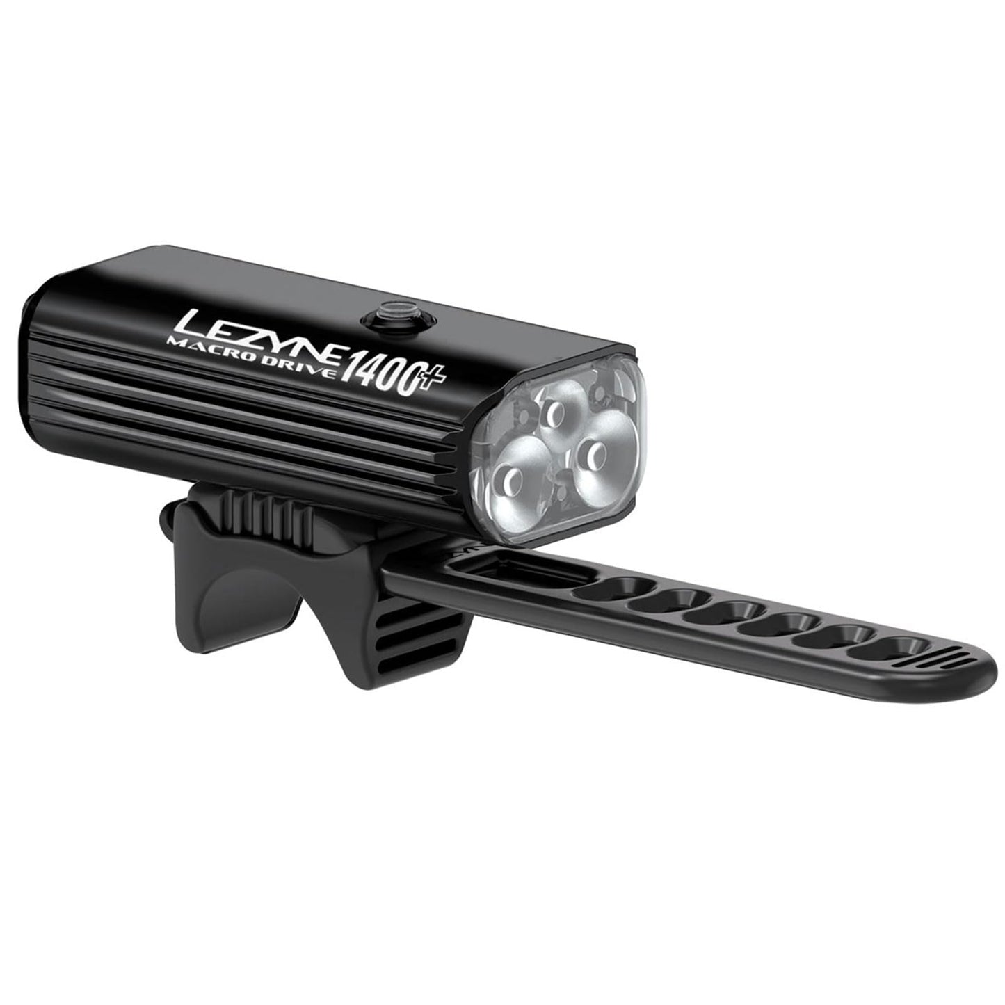 LEZYNE Macro Drive 1400+ Bicycle USB Rechargeable IPX7 Waterproof 3 White LED Tri-Focus Optics Front Light w/ 4 Solid & 3 Flash Modes | Satin Black, 1400 Lumens/USB-C
