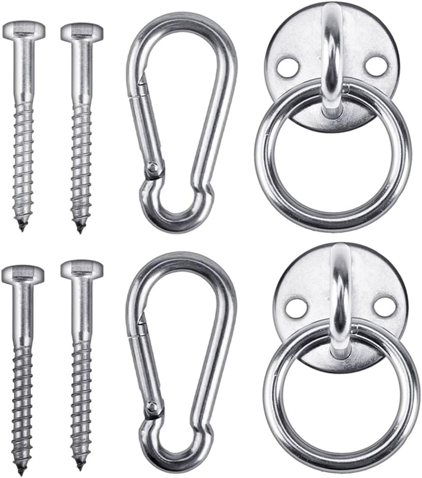 Hammock Hanging Kit, Load Capacity 1400 LBS, Stainless Steel Hooks Heavy Duty Carabiner Set for Hammock Yoga Swing Chair Hook for Indoor, Outdoor, Wall, Trees, Porch