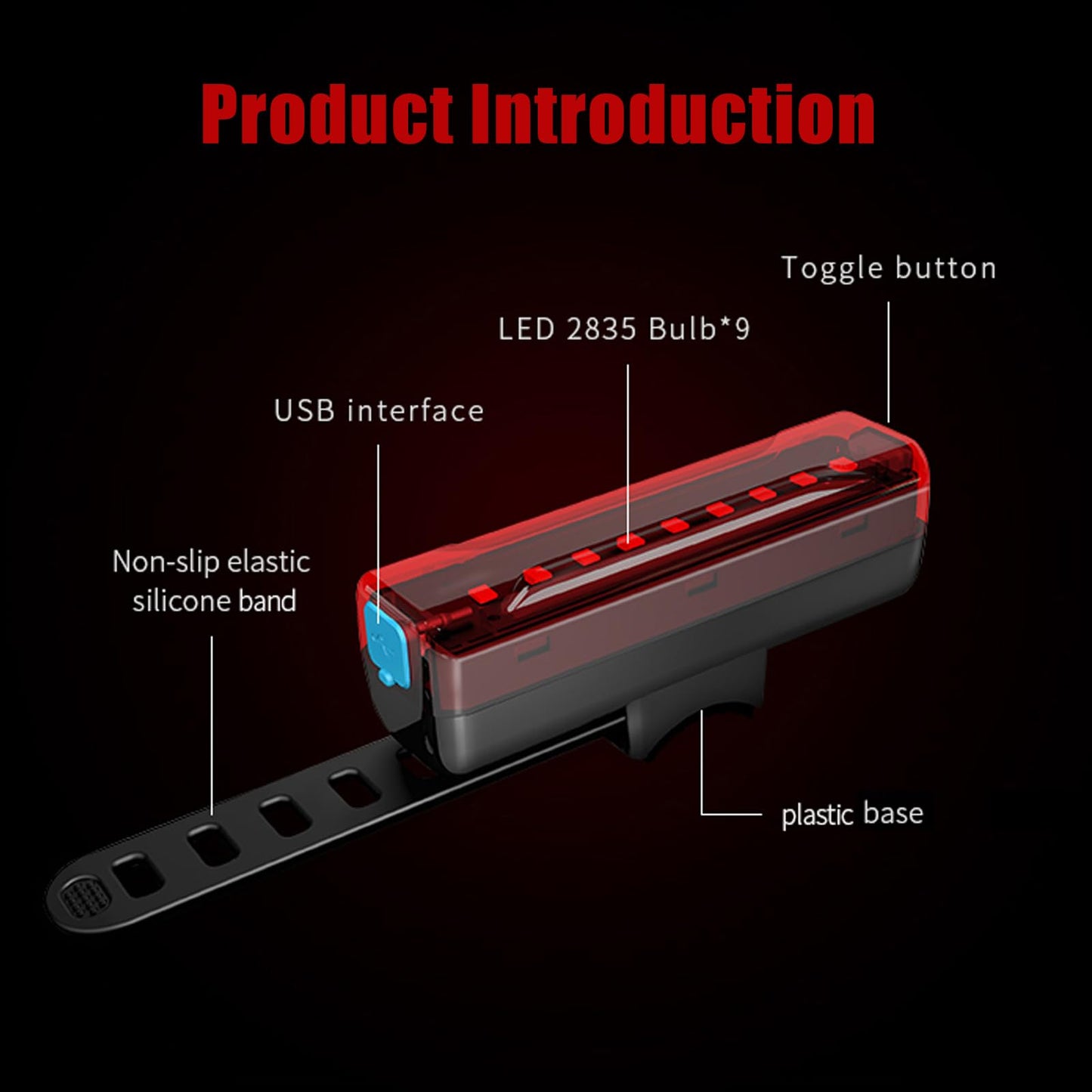 KELNOW Bike Tail Light, 40 Hours Long Runtime, USB Rechargeable, Ultra Bright LED Bicycle Rear Light, 5 Light Modes, IPX5 Waterproof Taillight for Night Riding