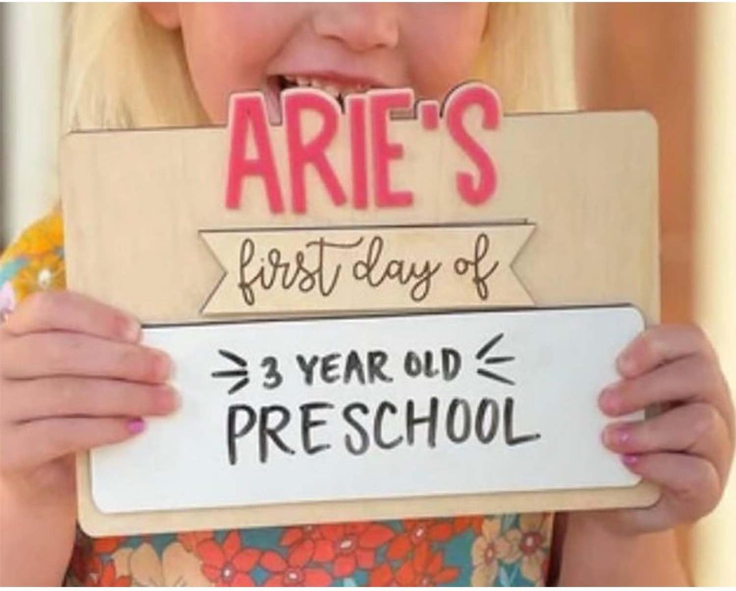 Custom First Day of School Sign - Personalized First and Last Day of School Board, Reusable Wooden Photo Prop with Name, Back to Schools Board with Interchangeable Pieces, Style 01