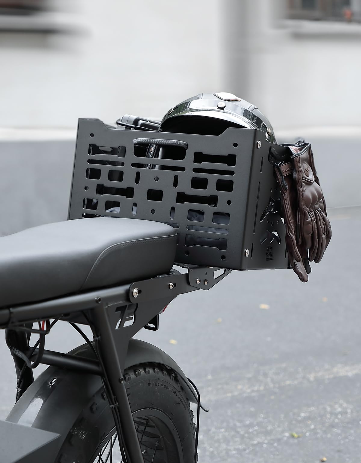 KEMIMOTO Universal Rear Rack Luggage Storage Basket Compatible with Trail 125 CT125 Grom Monkey Navi Super73 Aluminum MOLLE Crate Folding Storage Basket Holder Electric Bike Luggage Rack
