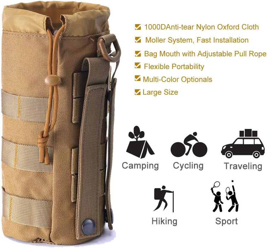 Upgraded Tactical Water Bottle Holder | Molle Pouch for Travel & Hydration