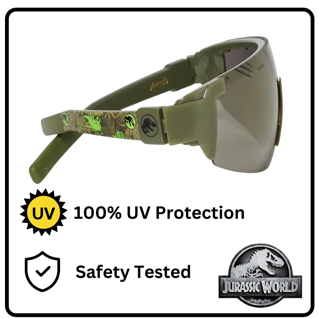 ARKAID Jurassic World Sunglasses for Kids | Arkaid Green Sports Wrap | UV 400 | One Size Fits Most Kids