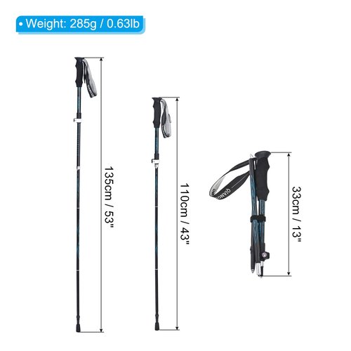 PATIKIL Trekking Poles, Collapsible Hiking Pole 43-53 Inch Telescopic Folding Cane with Snow Basket Aluminum Alloy for Outdoor Hiking Walking Camping, Blue