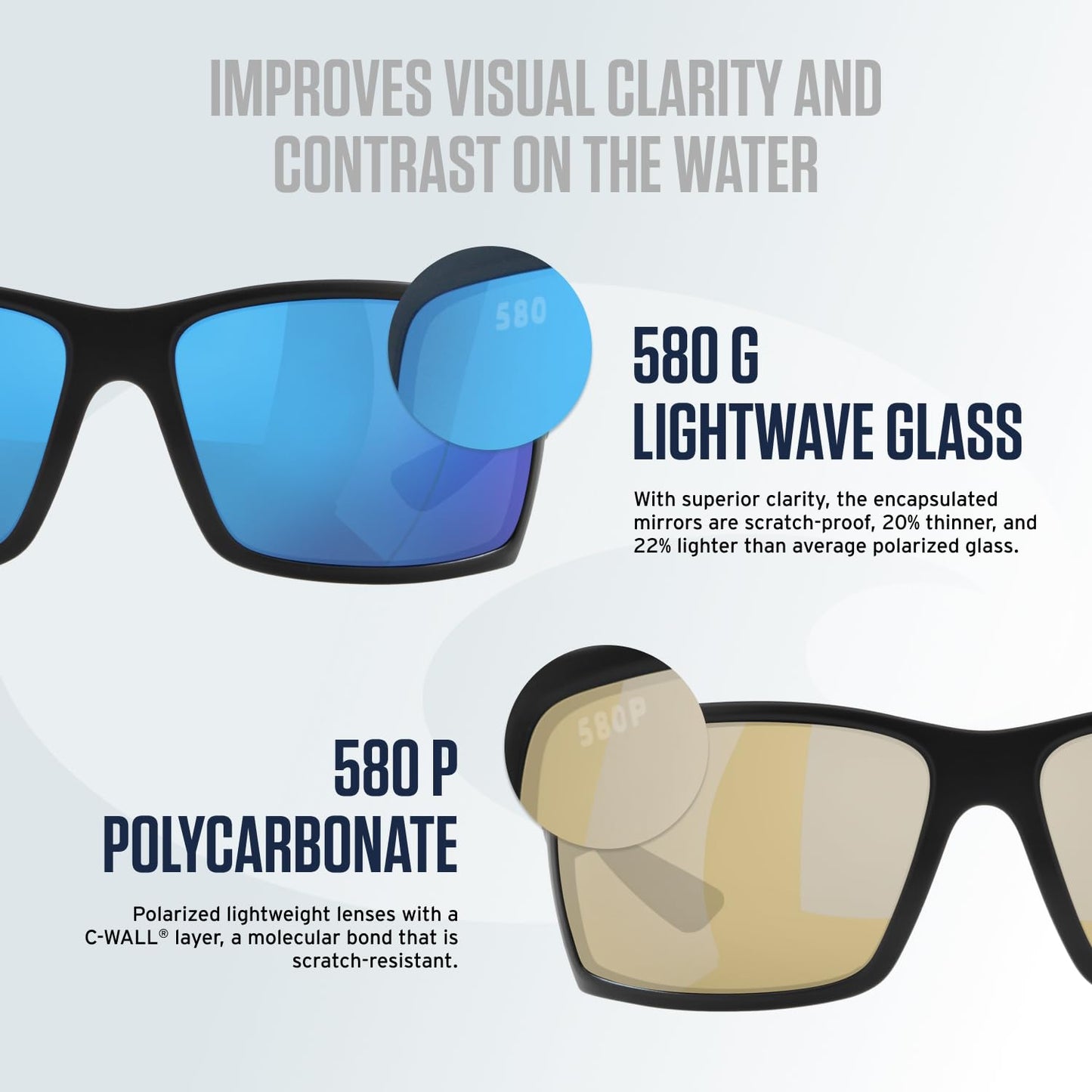 Costa Del Mar Jose Pro Sunglasses, Silver Metallic/Blue Mirrored 580G, 62 mm