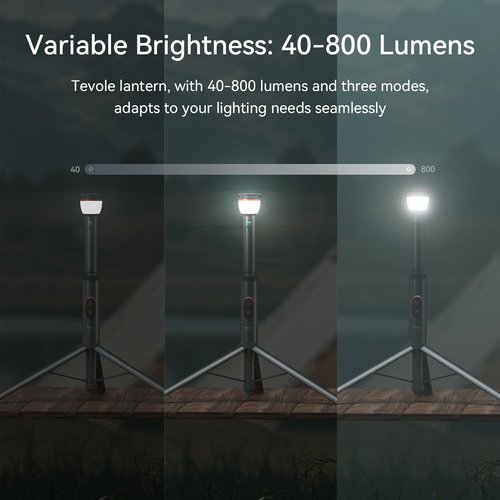 Camping Light Telescopic Collapsible 800 Lumens IP65 Waterproof Smart Remote Magnetic Base USB Rechargeable Battery Adjustable Height for Outdoor Adventure Hiking Emergency Lighting