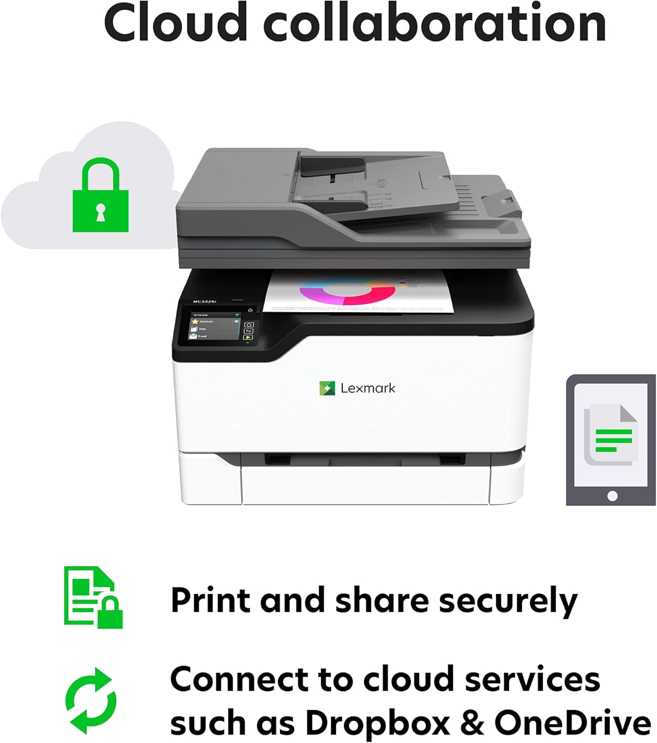 Lexmark CX331adwe Color All-in-One Laser Printer with Touchscreen, Office Scanner Copier Laser, Mobile Ready, Auto Duplex Printing & Analog Fax, Wireless, White, 26 ppm Mono/Color, 600 dpi (40N9070)