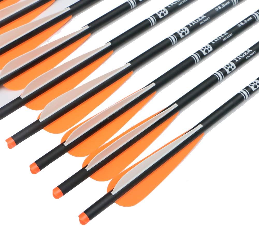 20inch Hunting Archery Carbon Arrow Crossbow Bolts with 4" vanes Feather and Replaced Arrowhead/Tip(Pack of 12) …
