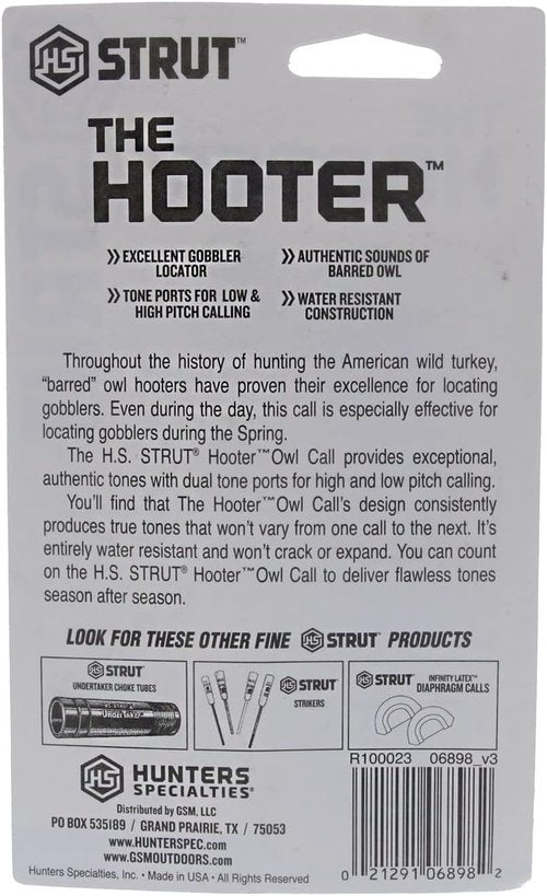 Hunters Specialties Water-Resistant Realistic Sounds H.S. Strut The Hooter Owl Locator Call