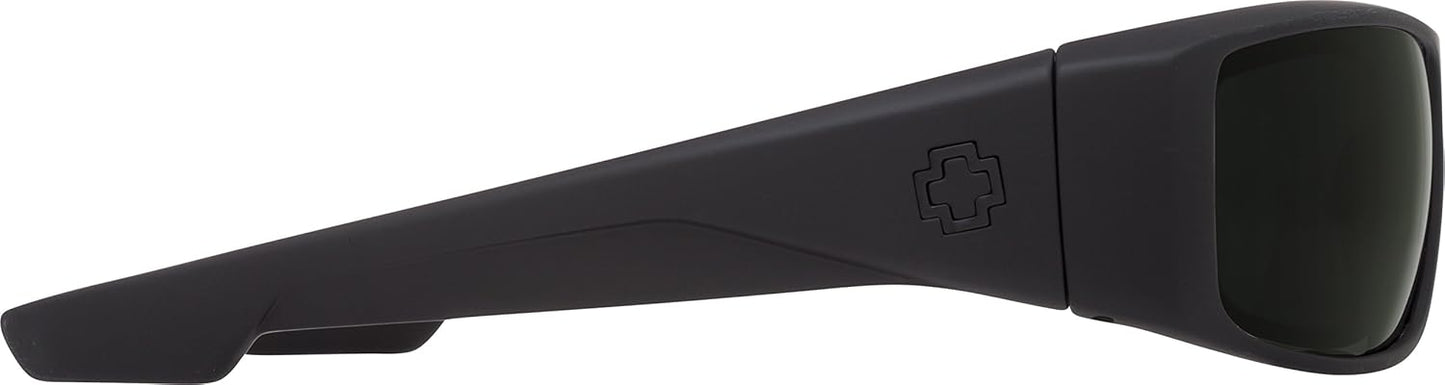 Spy Optic Logan 670939973864 Polarized Wrap Sunglasses, (Soft Matte Black/Happy Gray/Green Polar)